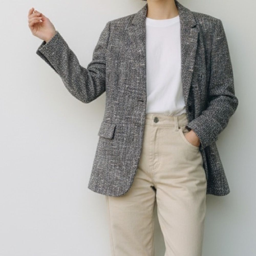 Vintage Bernard Zins Paris 90's Tweed Blazer in Size EU 10 Made in France
